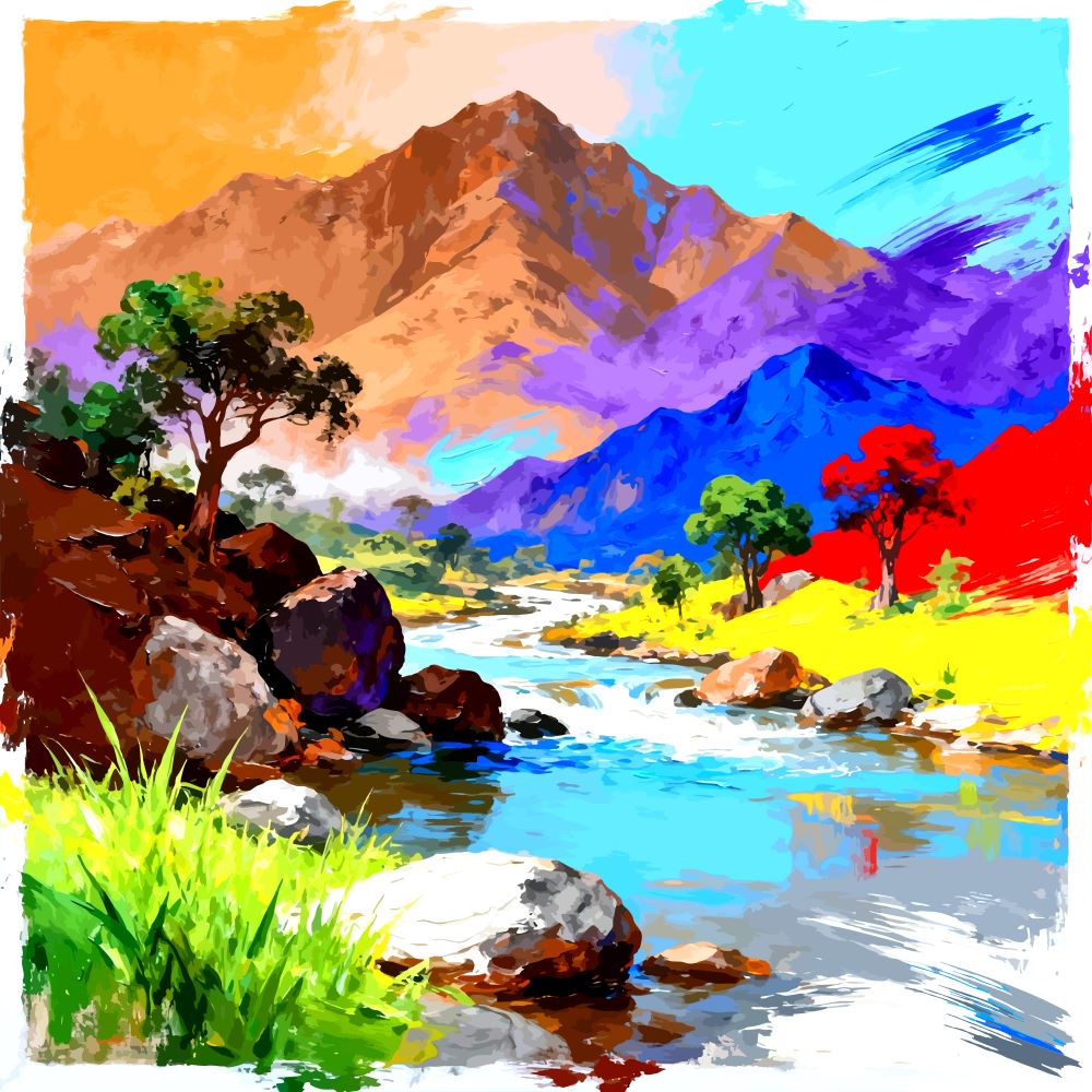 Turquoise Passage — Colorful Mountain Landscape Canvas Art