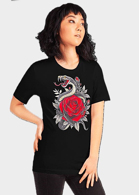 Serpent & Rose — Snake and Rose Graphic T-Shirt