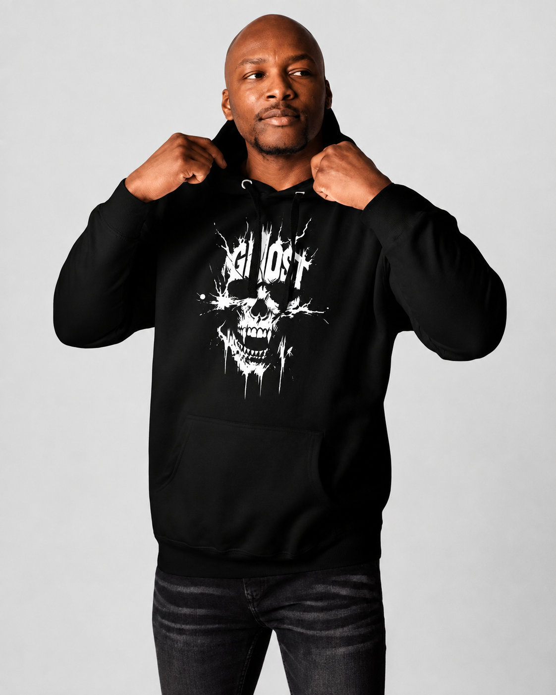 Ghost Typography Premium Gothic Hoodie